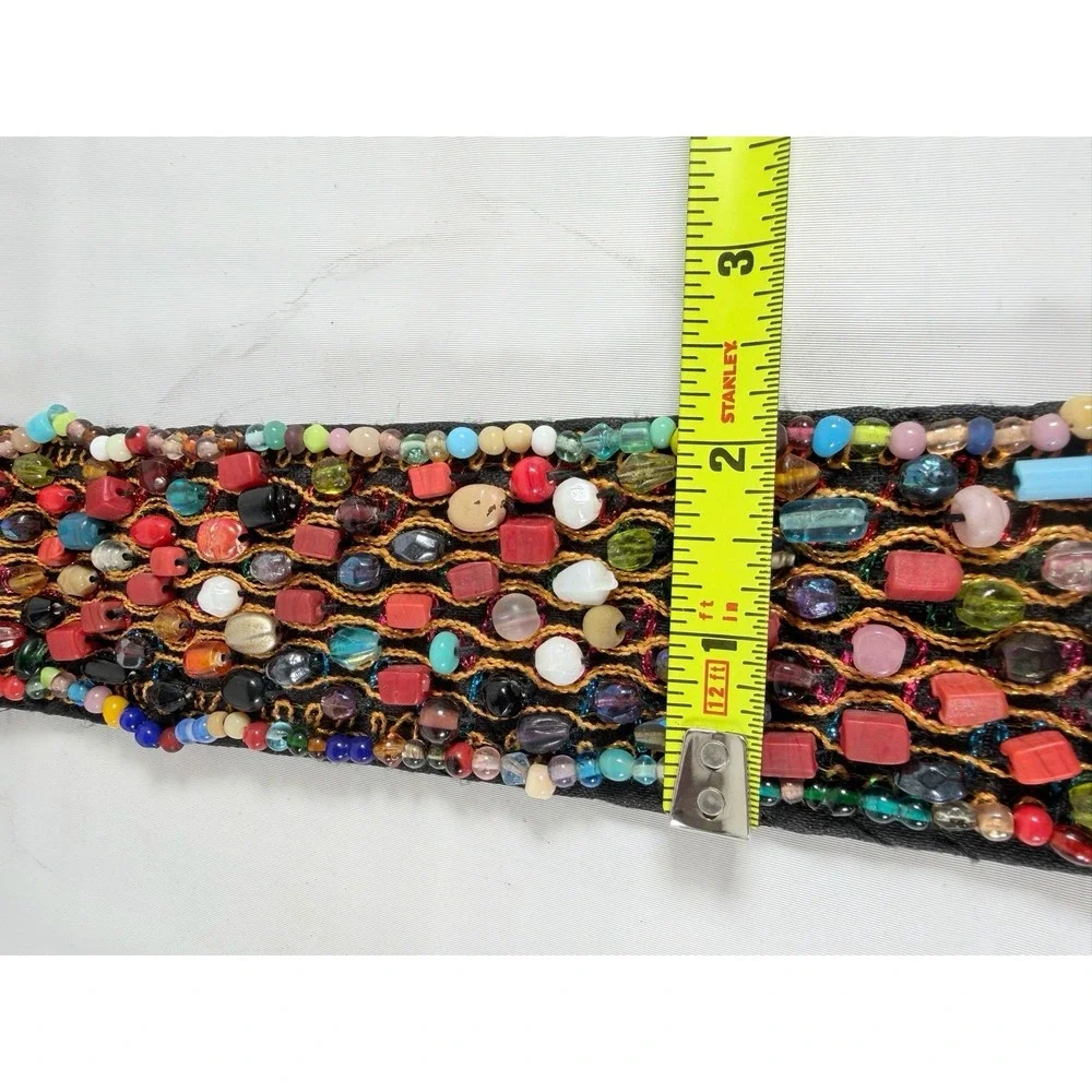 Indian Beaded Cotton Belt Belly Dance Costume Multi Color Stone Seed Bead
